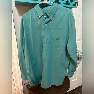 Chaps Turquoise Casual Button-Down Shirt